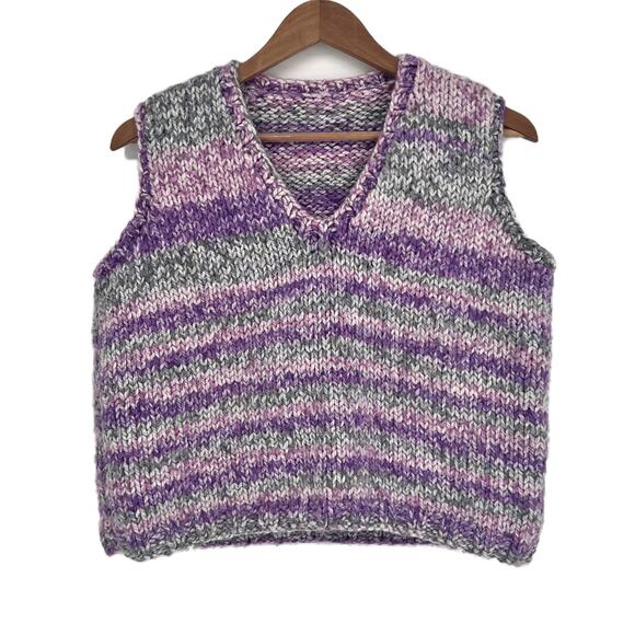 Handmade Knitted V-Neck Sweater Vest Slipover size XL - Picture 1 of 8